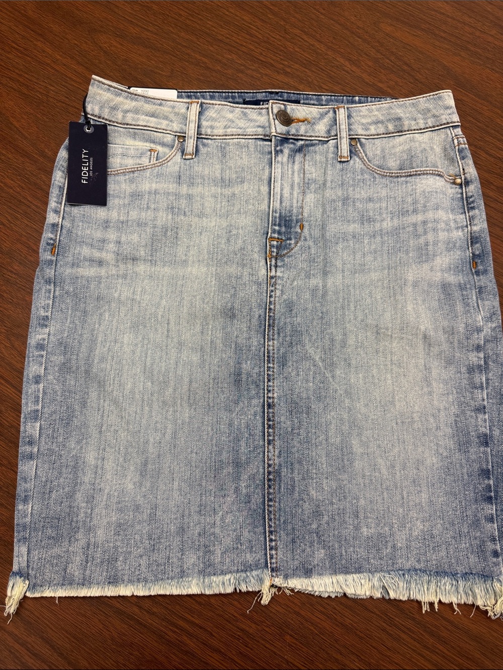 Fidelity Light Wash Denim Mini Skirt